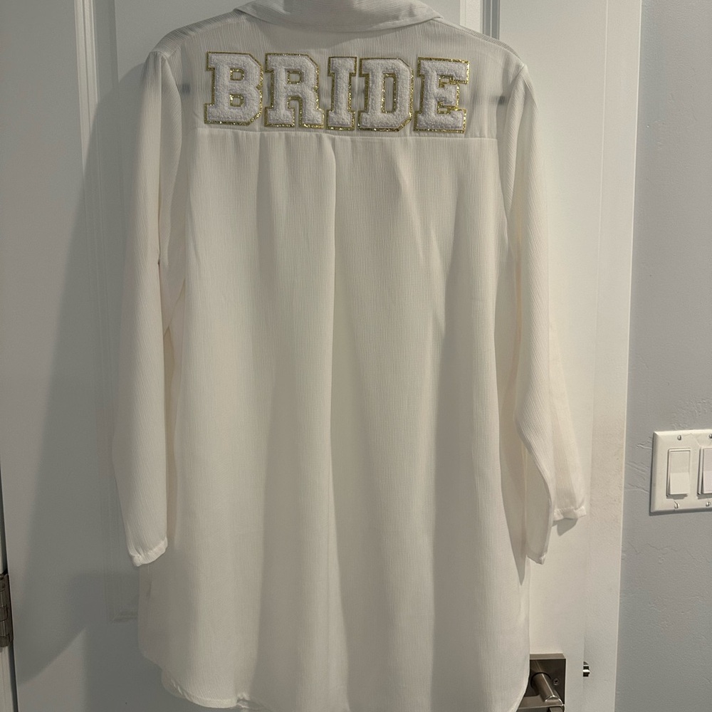 White Bride Shirt with Gold Accents